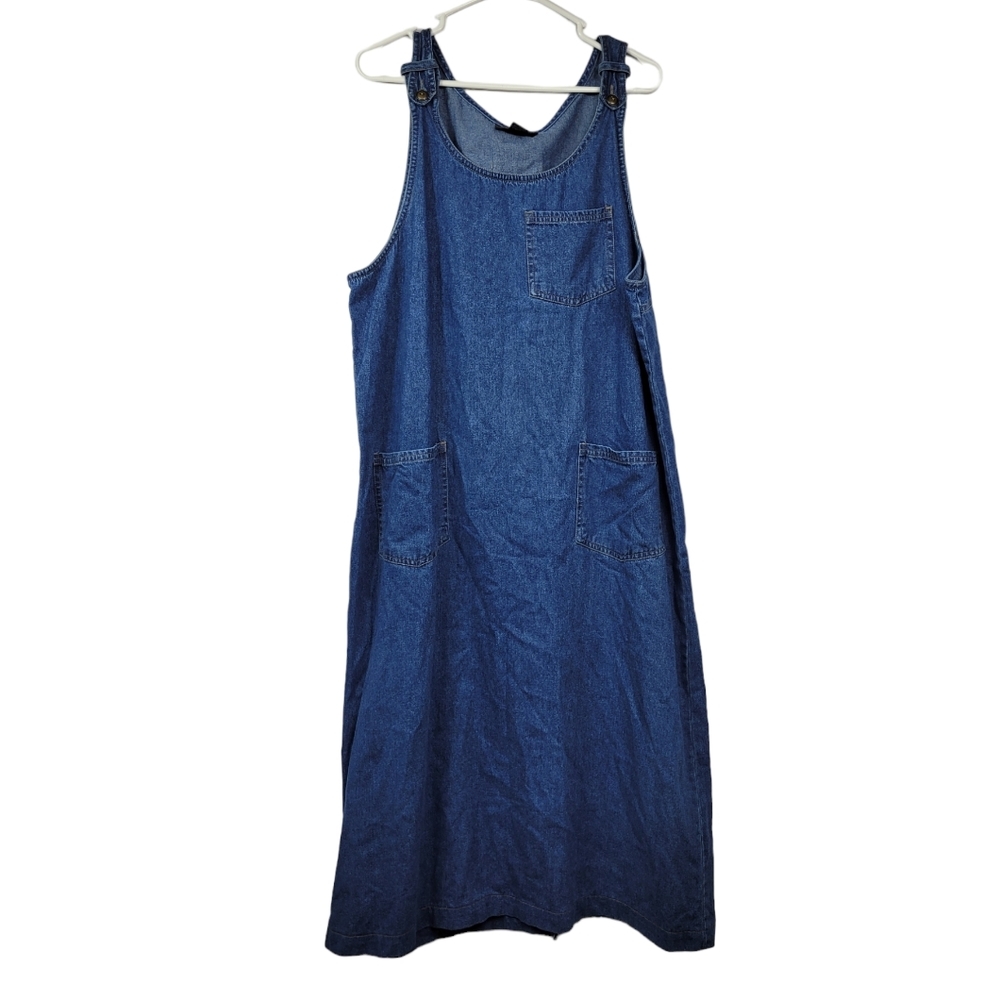 Boston classics blue denim sleeveless lightweight midi dress plus size 18